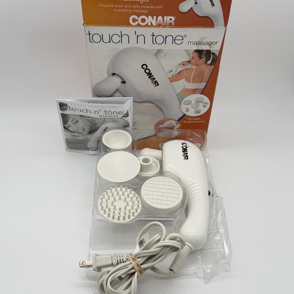 Conair Touch N Tone Corded Massager 6 Attachments Box Manual Tested Working